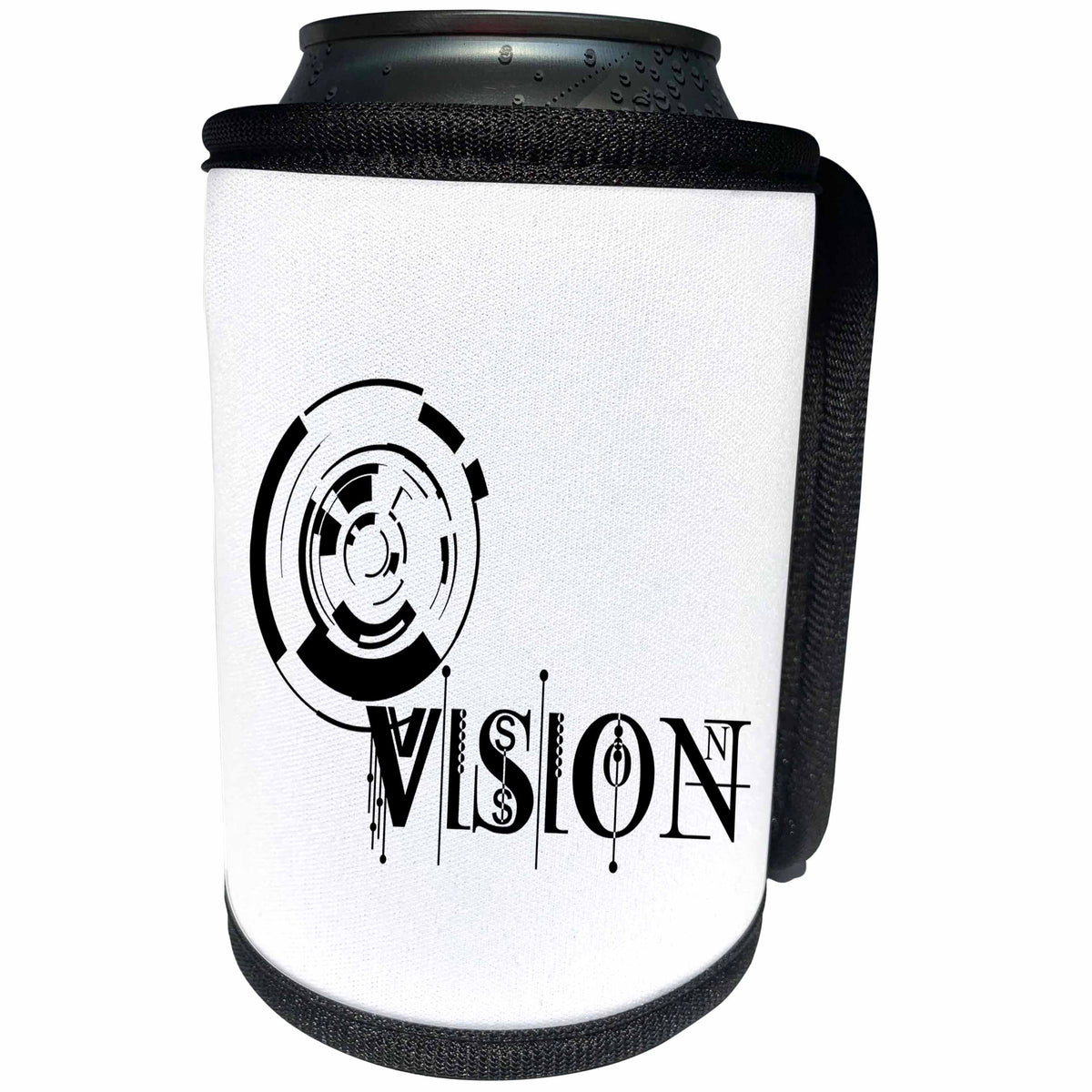 3dRose Alexis Design - Decorative Text - Vision stylish modernist geometry composition on white background - Can Cooler Bottle Wrap (cc_286514)