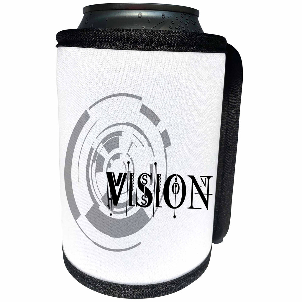 3dRose Alexis Design - Decorative Text - Vision elegant futuristic geometry composition on white background - Can Cooler Bottle Wrap (cc_286515)