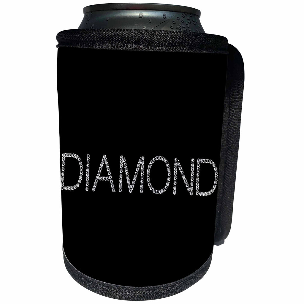 3dRose Alexis Design - Typography Diamond - Simple elegant text Diamond. Diamond-shaped images. White on black - Can Cooler Bottle Wrap (cc_286745)