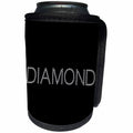 3dRose Alexis Design - Typography Diamond - Simple elegant text Diamond. Diamond-shaped images. White on black - Can Cooler Bottle Wrap (cc_286745)