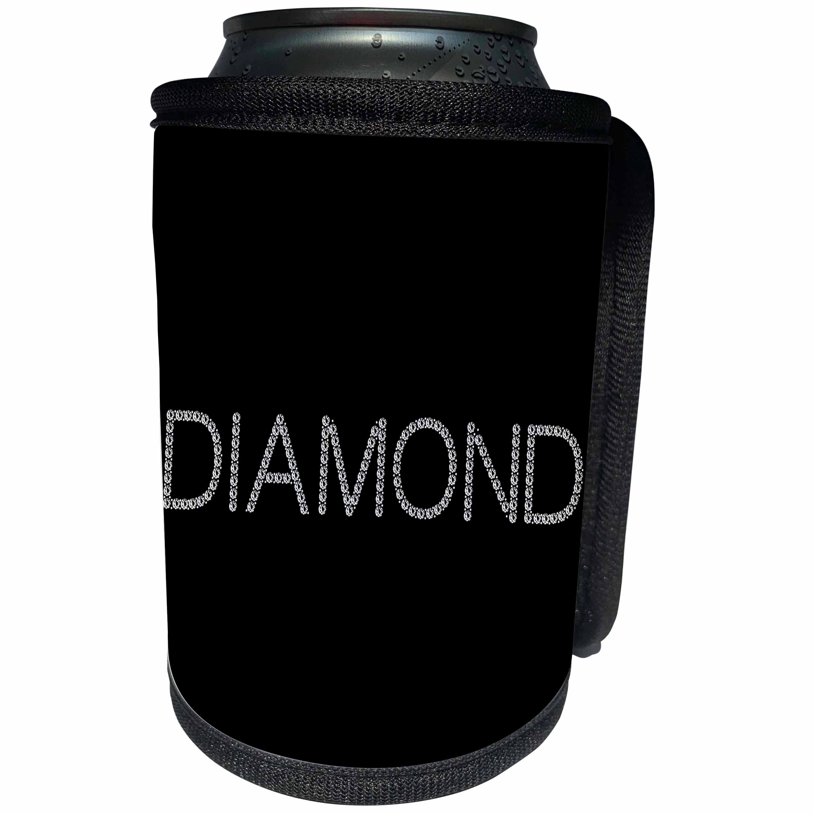 3dRose Alexis Design - Typography Diamond - Simple elegant text Diamond. Diamond-shaped images. White on black - Can Cooler Bottle Wrap (cc_286745)