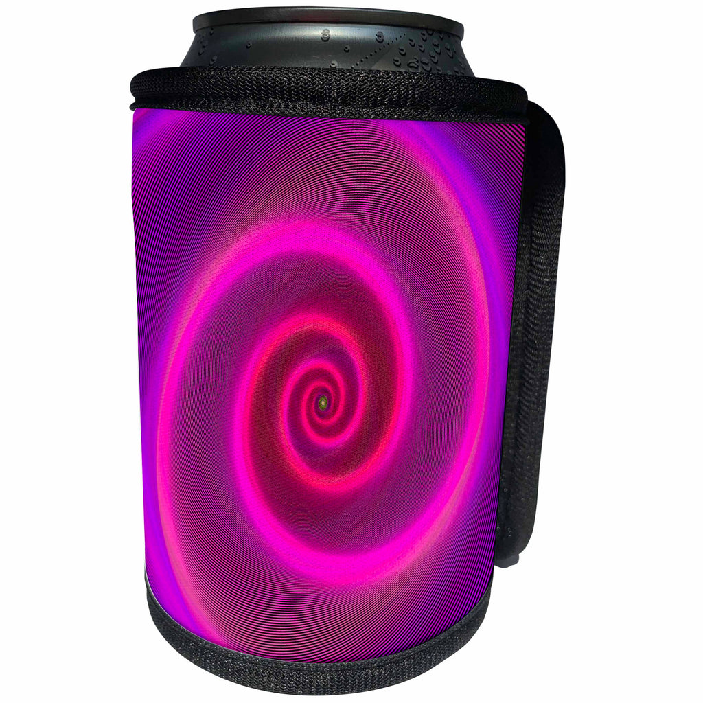 3dRose David Zydd - Colorful Abstract Designs - Neon Spiral - pink and purple neon light graphic - Can Cooler Bottle Wrap (cc_286772)