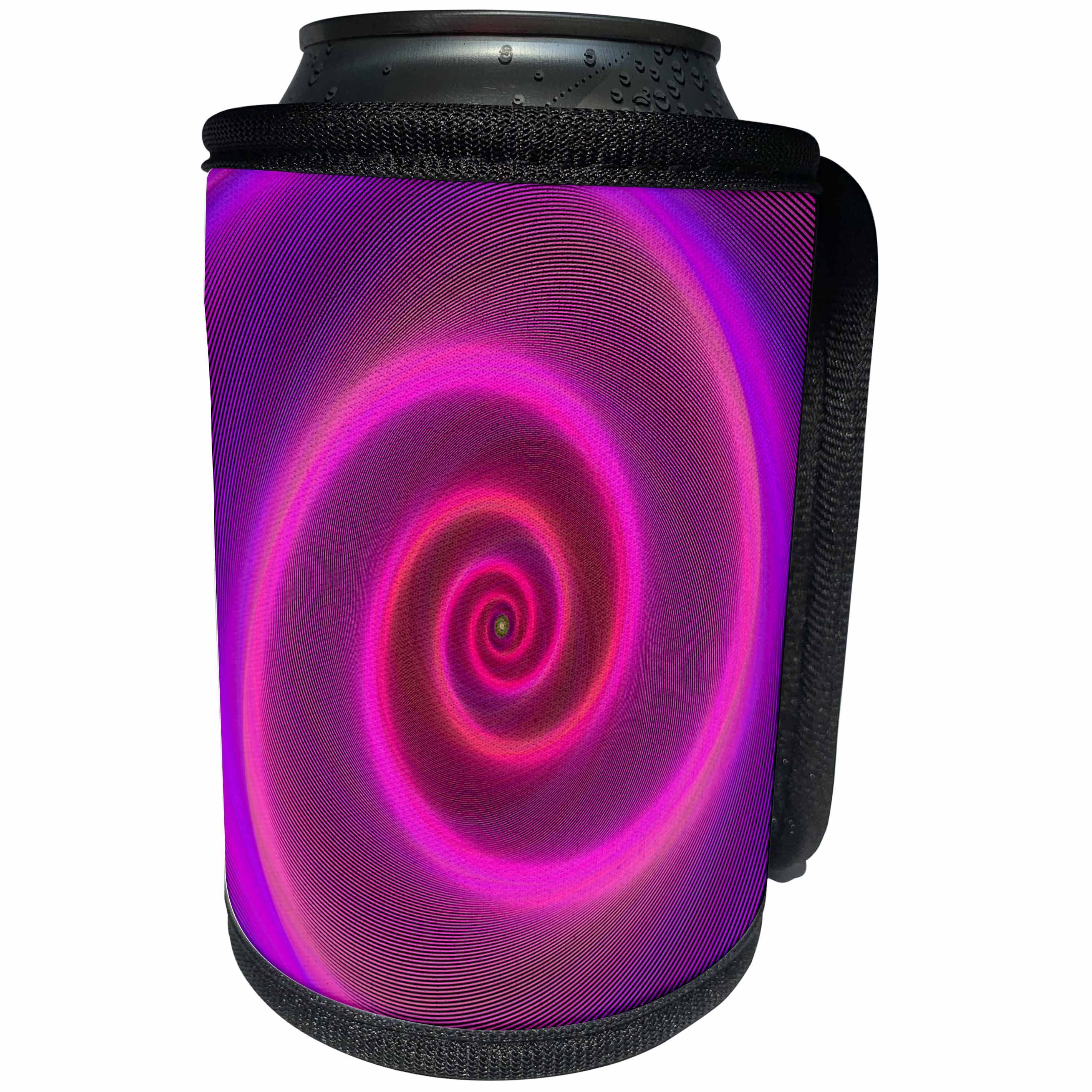 3dRose David Zydd - Colorful Abstract Designs - Neon Spiral - pink and purple neon light graphic - Can Cooler Bottle Wrap (cc_286772)