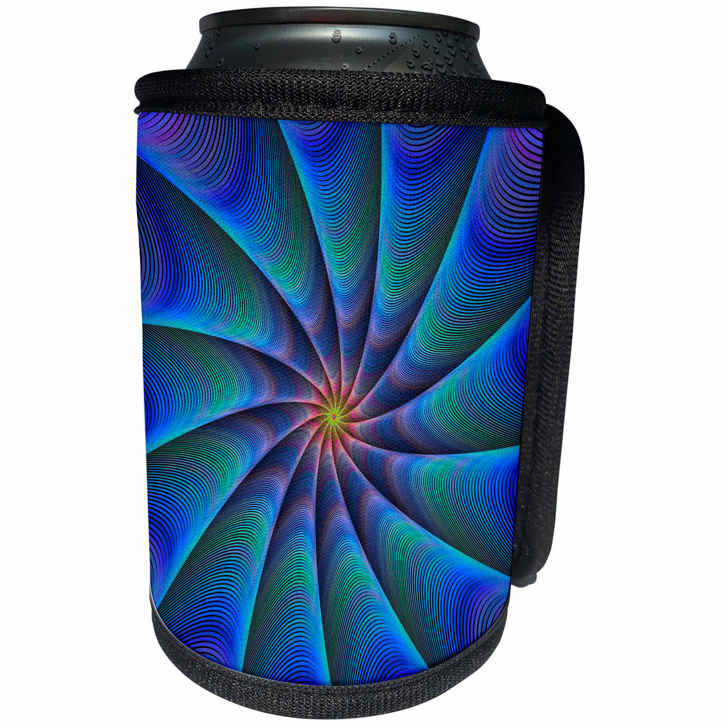3dRose David Zydd - Colorful Abstract Designs - Path to Meditation - blue colorful fractal design - Can Cooler Bottle Wrap (cc_286803)