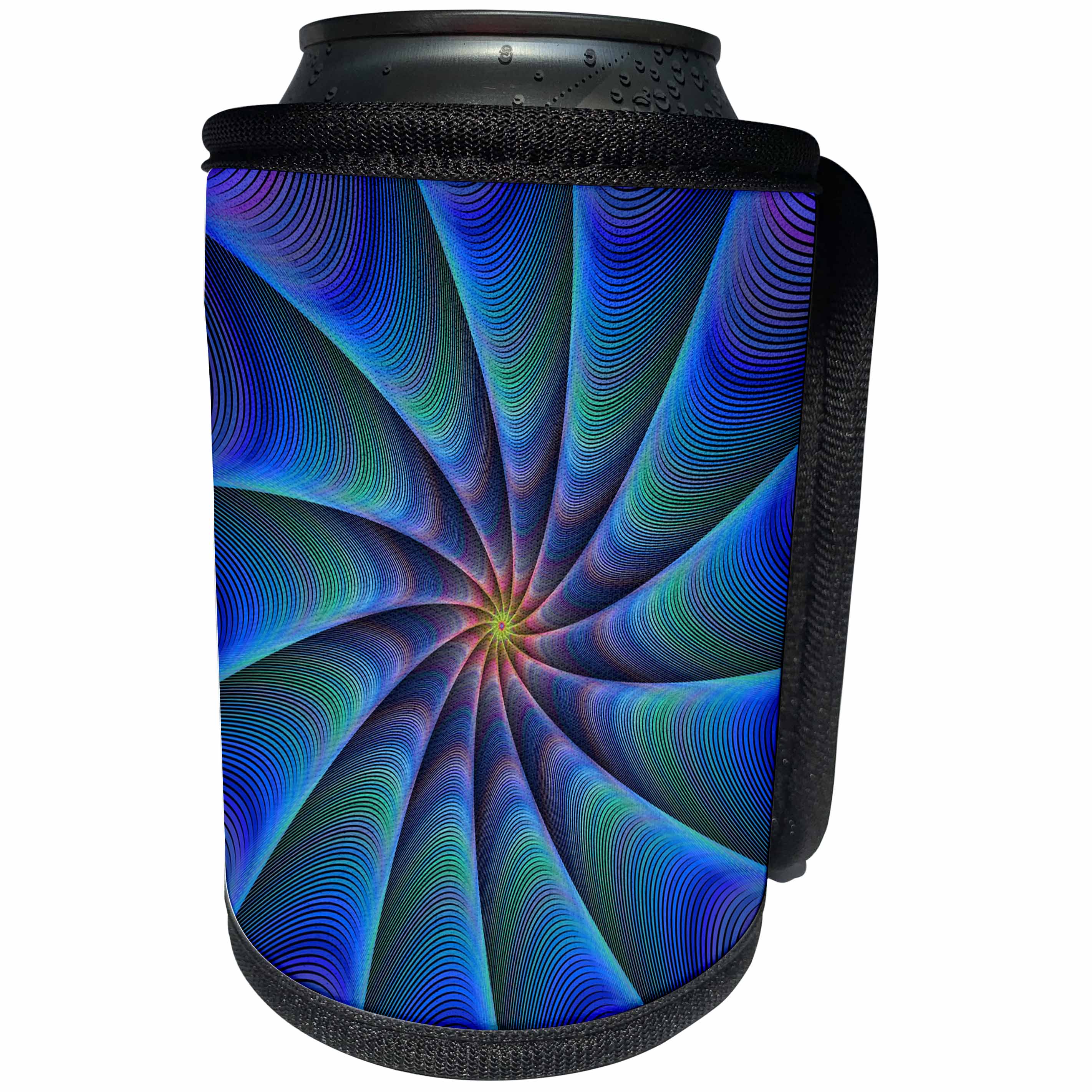 3dRose David Zydd - Colorful Abstract Designs - Path to Meditation - blue colorful fractal design - Can Cooler Bottle Wrap (cc_286803)