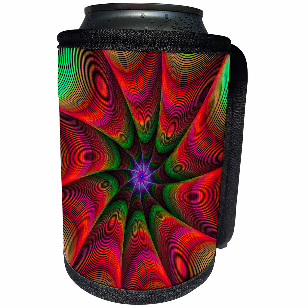 3dRose David Zydd - Colorful Abstract Designs - Monster Gut - red and green fractal design - Can Cooler Bottle Wrap (cc_286806)