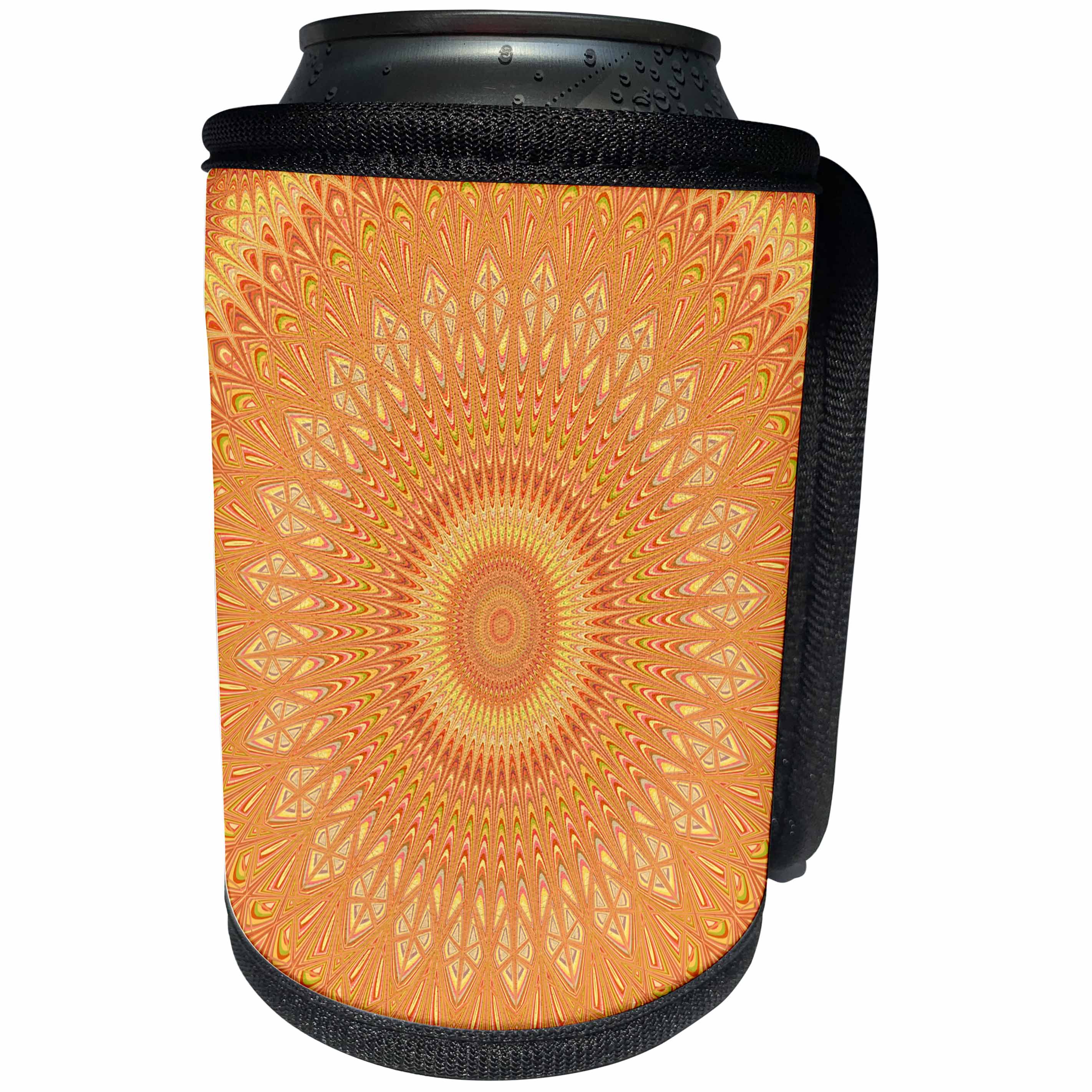 3dRose David Zydd - Star Mandalas - Orange Mandala - color circular mandala star design - Can Cooler Bottle Wrap (cc_286812)