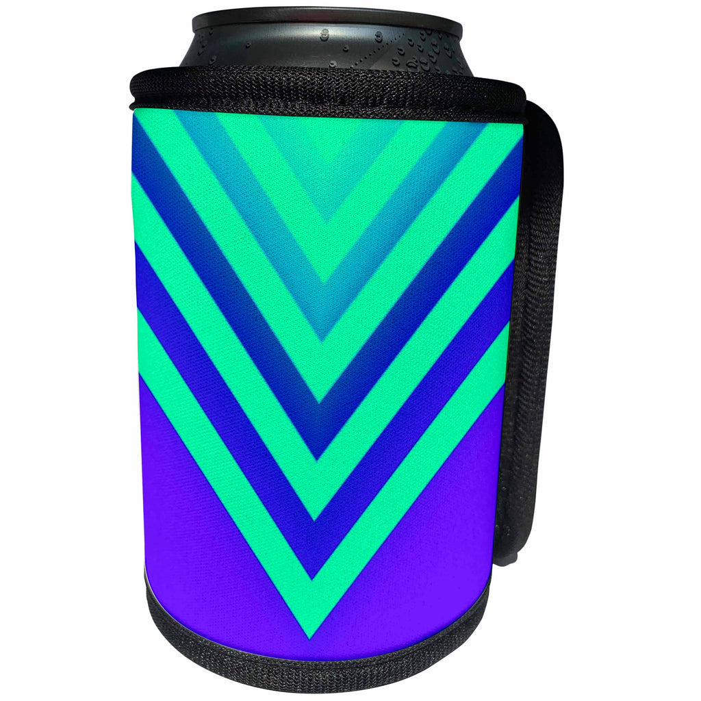 3dRose BlakCircleGirl - Design - Cyan and Violet Chevron - Design with chevron gradients in cyan and violet - Can Cooler Bottle Wrap (cc_286876)