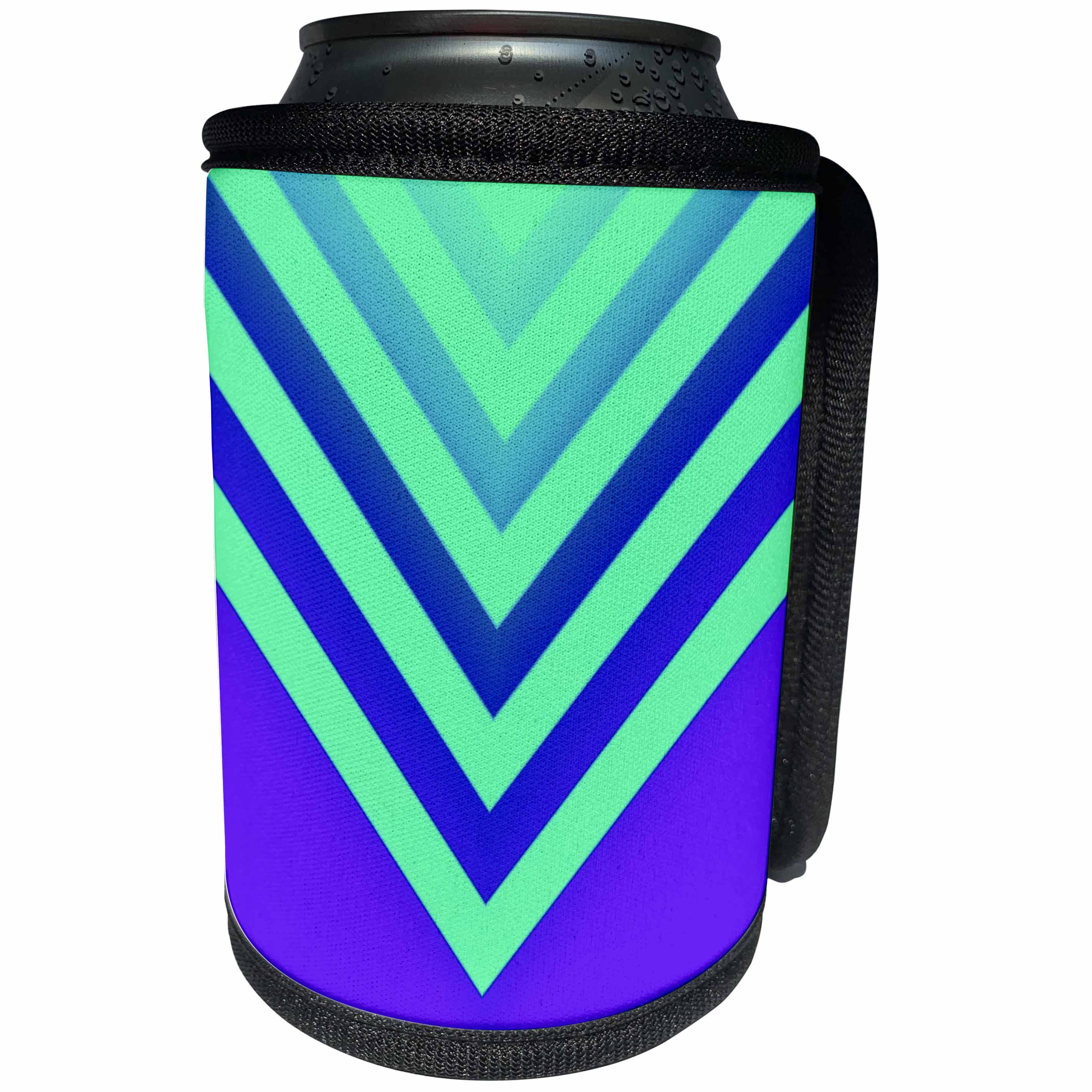 3dRose BlakCircleGirl - Design - Cyan and Violet Chevron - Design with chevron gradients in cyan and violet - Can Cooler Bottle Wrap (cc_286876)