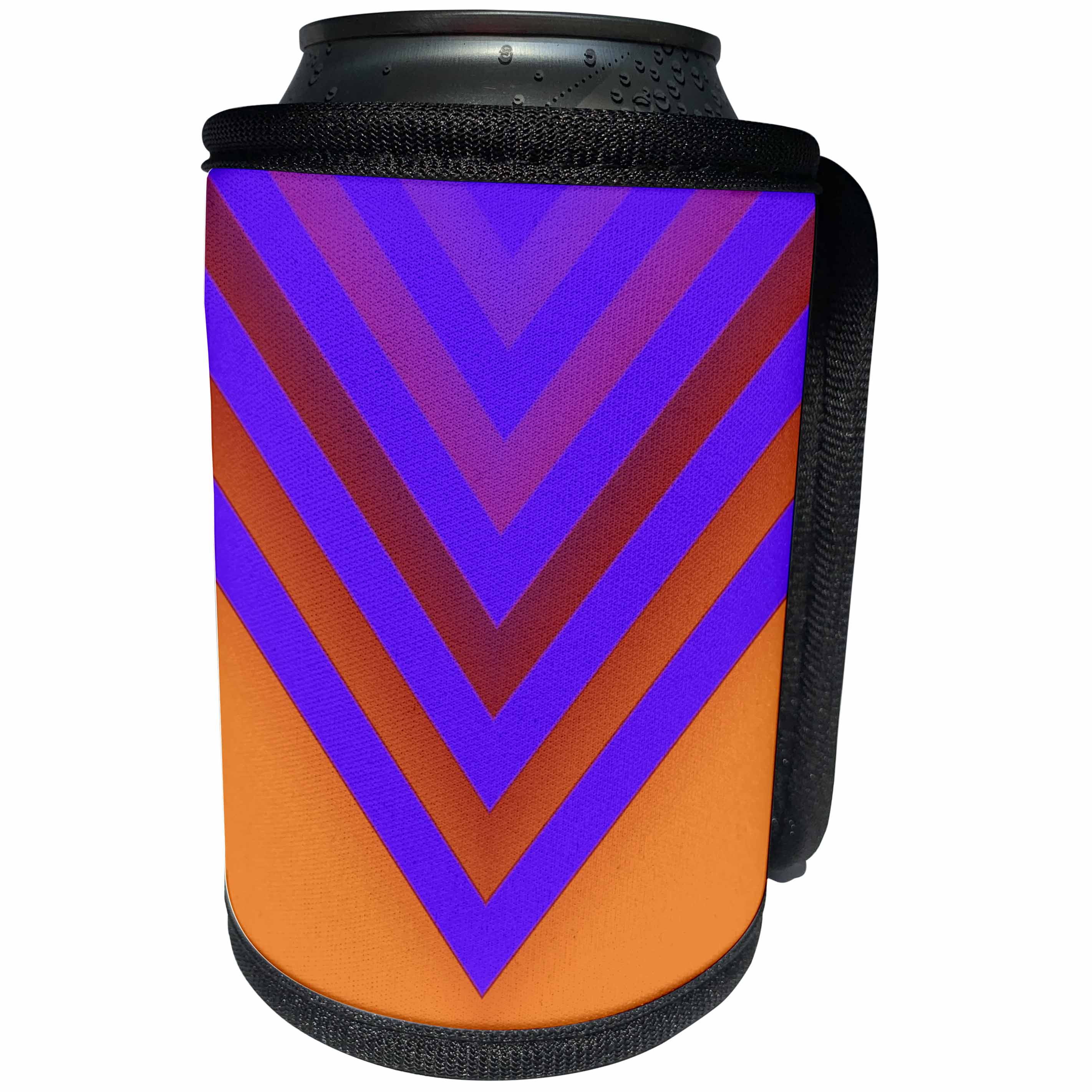 3dRose BlakCircleGirl - Design - Sunset Chevron - Design with chevron gradients in orange and purple - Can Cooler Bottle Wrap (cc_286877)