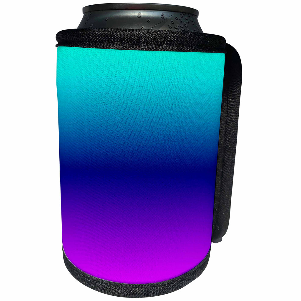 3dRose BlakCircleGirl - Design - Aqua Ombre - Beautiful soothing ombre in shades of blue and pink - Can Cooler Bottle Wrap (cc_286941)
