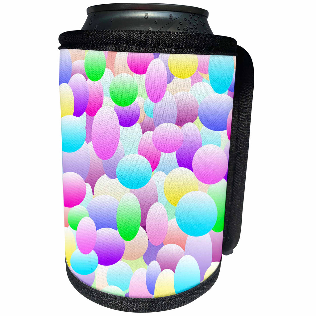 3dRose BlakCircleGirl - Holiday - Bubble Eggs - Pastel bubble eggs design - Can Cooler Bottle Wrap (cc_286963)