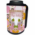 3dRose Beverly Turner Birthday Design and Photography - Birthday, Collage of Flowers and Jewel Look Dragonflies, Pink - Can Cooler Bottle Wrap (cc_286988)