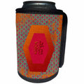 3dRose Beverly Turner Chinese New Year Design - Sign of the Pig on Aged Abstract Hexagon, Dotted Design, Orange, Pink - Can Cooler Bottle Wrap (cc_287003)