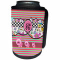 3dRose Beverly Turner Chinese New Year Design - 3 Pink Pigs on Lines, Black Checked and Flower Design, Sign of the Pig - Can Cooler Bottle Wrap (cc_287011)