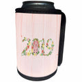 3dRose Beverly Turner Chinese New Year Design - Flowered 2019 with Pink Pig on Zero, Pink Wood Look, Chinese New Year - Can Cooler Bottle Wrap (cc_287013)