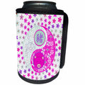 3dRose Beverly Turner Chinese New Year Design - Bright Pinks and Purple Flowered Yin Yang, Pig Face, Sign of the Pig - Can Cooler Bottle Wrap (cc_287018)