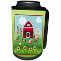 3dRose Beverly Turner Chinese New Year Design - Farm with Pigs, Horses, Chickens, Rabbits, Barn, and Sunflowers - Can Cooler Bottle Wrap (cc_287024)