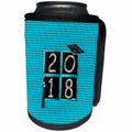 3dRose Beverly Turner Graduation Design - 2018, Blackboard, White Caulk Effect, Cap, Tassel, Graph Paper, Aqua - Can Cooler Bottle Wrap (cc_287031)