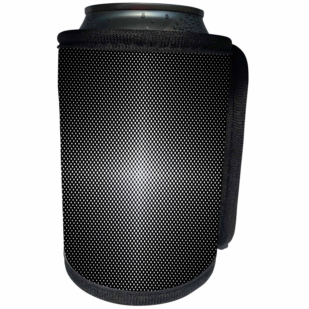 3dRose David Zydd - Patterns - Illuminant Polka Dot Pattern - black and white halftone design - Can Cooler Bottle Wrap (cc_287227)