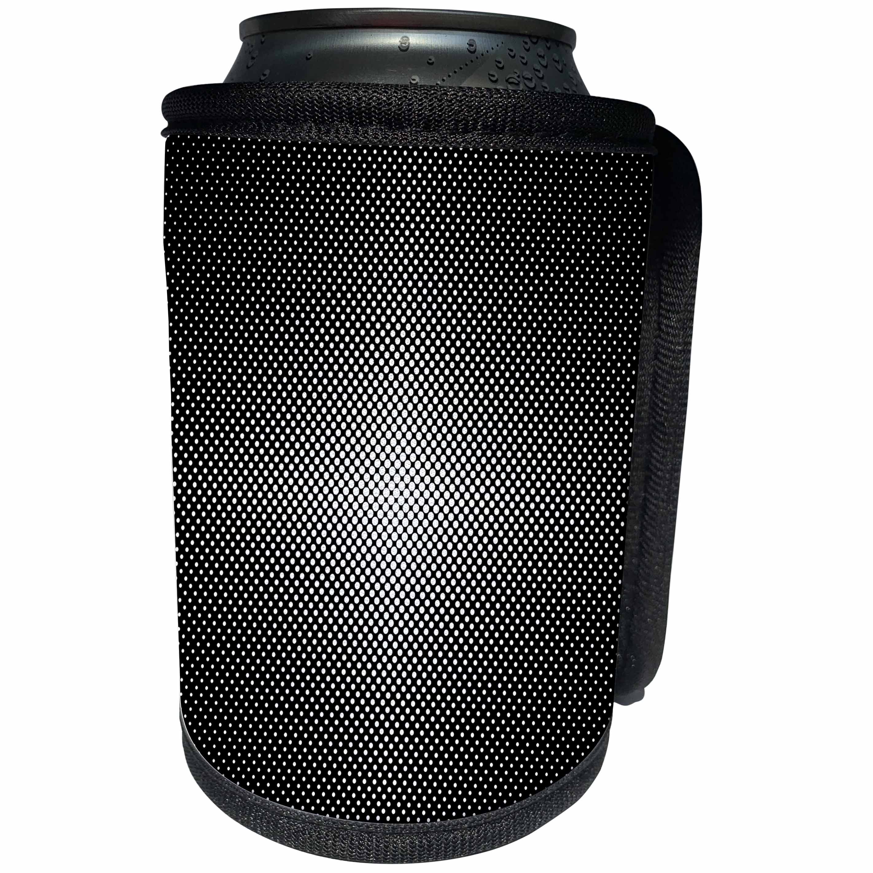 3dRose David Zydd - Patterns - Illuminant Polka Dot Pattern - black and white halftone design - Can Cooler Bottle Wrap (cc_287227)
