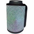 3dRose David Zydd - Floral Mandalas - Green Silver Flower Mandala - abstract floral graphic - Can Cooler Bottle Wrap (cc_287232)