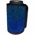 3dRose David Zydd - Floral Mandalas - Dark Blue Flower Circle - abstract floral mandala design - Can Cooler Bottle Wrap (cc_287233)