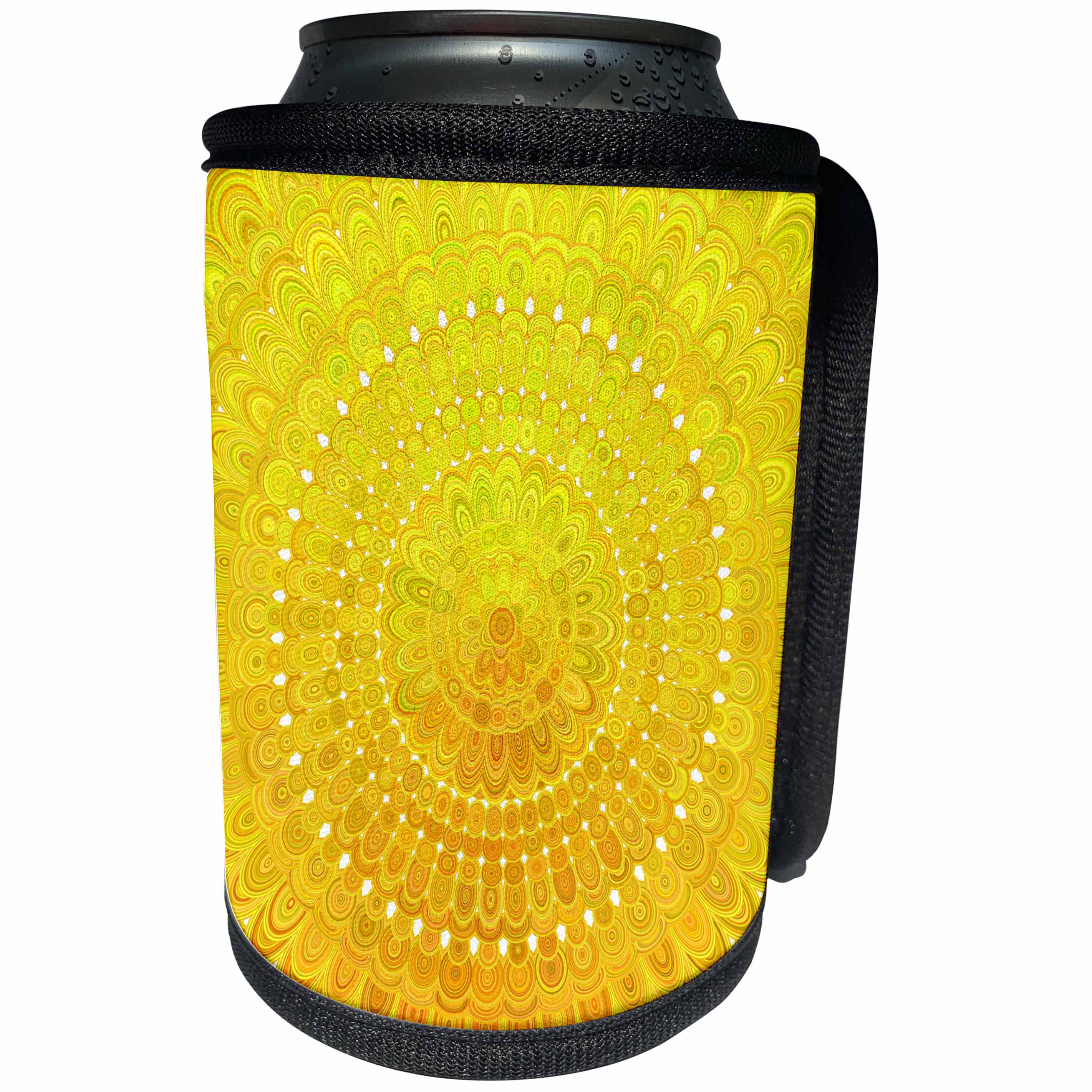 3dRose David Zydd - Floral Mandalas - Golden Mandala Circle - bohemian floral graphic - Can Cooler Bottle Wrap (cc_287238)