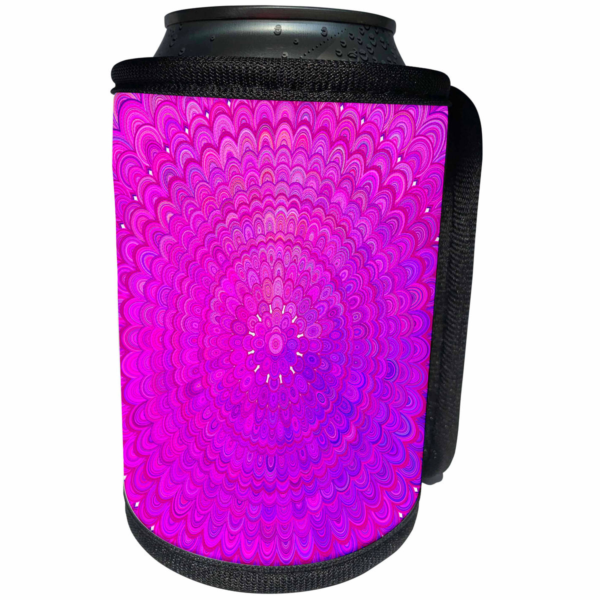 3dRose David Zydd - Floral Mandalas - Pink and Purple Flower Mandala - abstract bohemian design - Can Cooler Bottle Wrap (cc_287240)