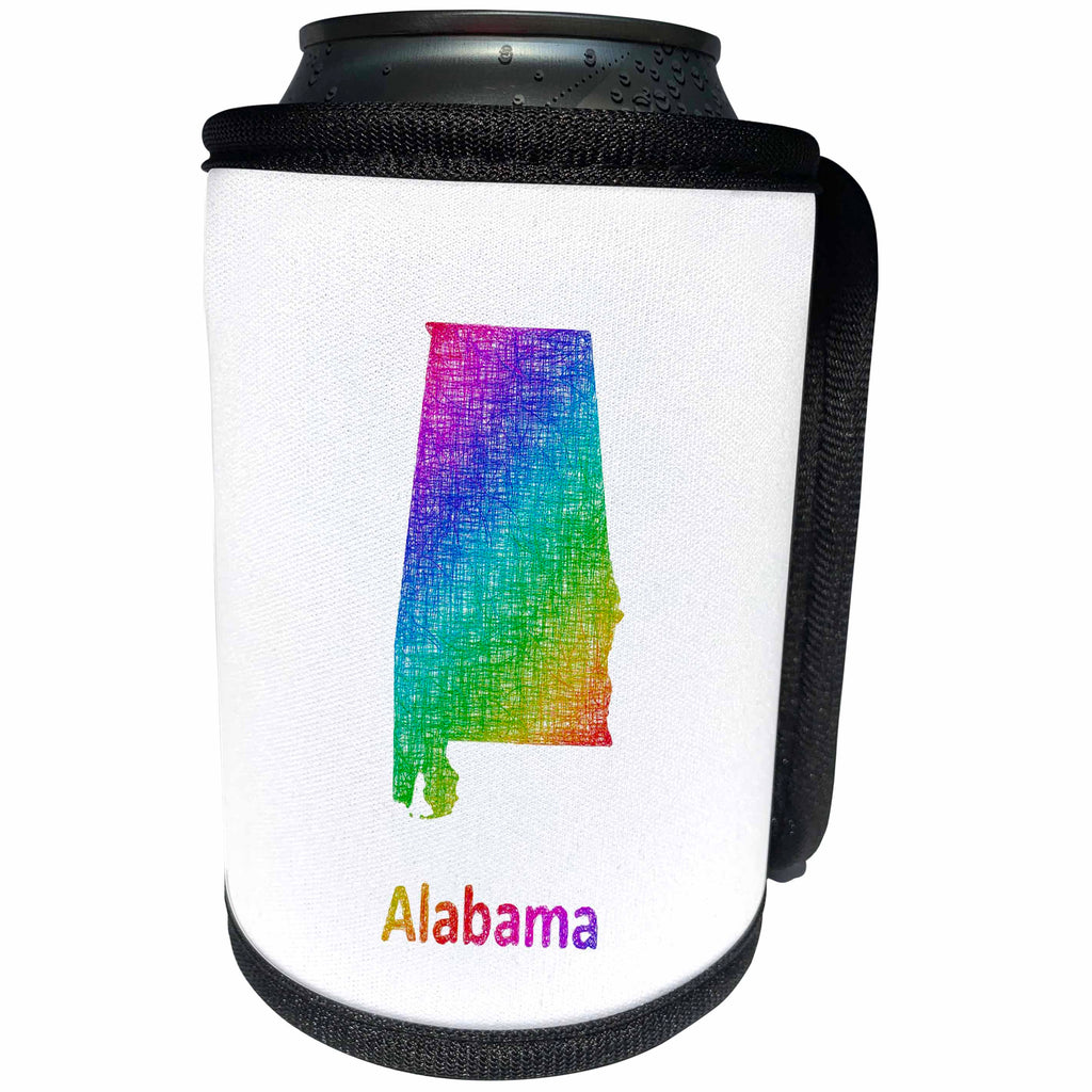 3dRose David Zydd - Map Designs - Alabama State Map - rainbow sketch design - Can Cooler Bottle Wrap (cc_287242)