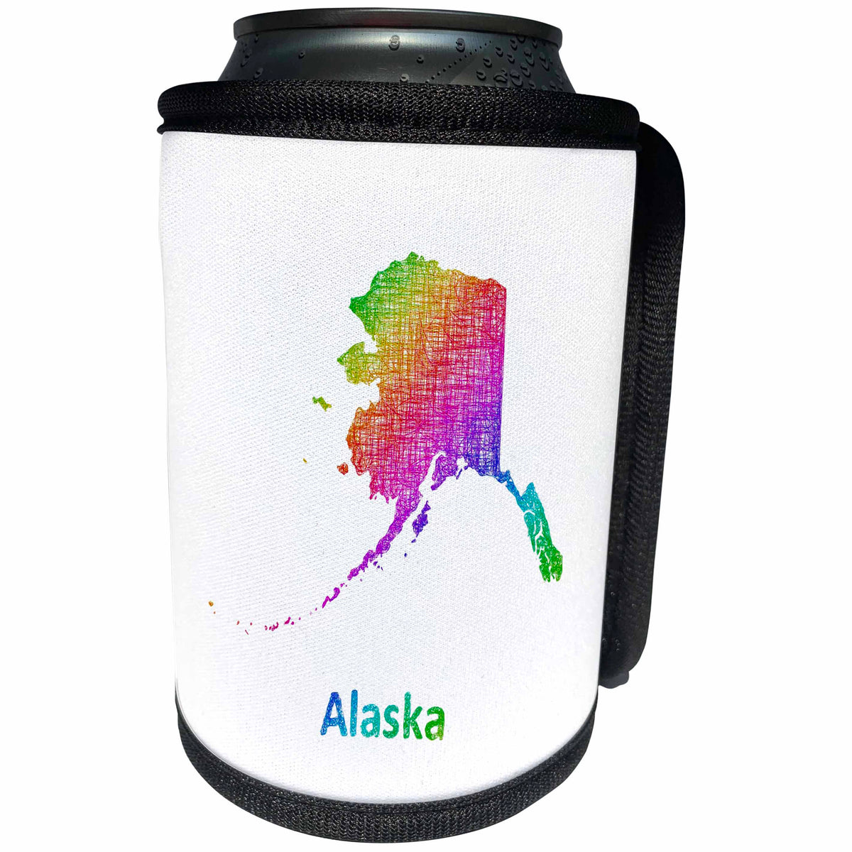 3dRose David Zydd - Map Designs - Alaska State Map - rainbow sketch design - Can Cooler Bottle Wrap (cc_287243)