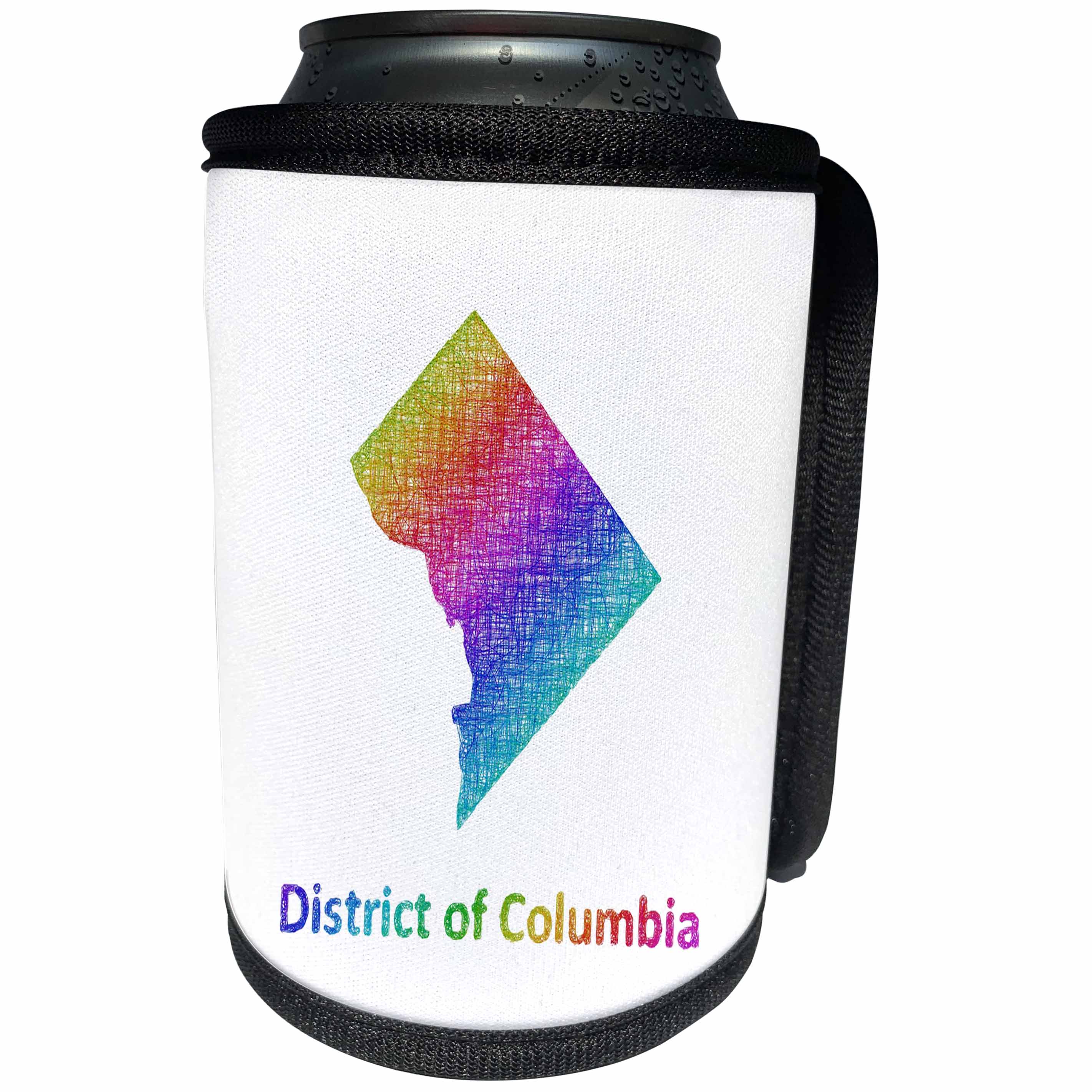 3dRose David Zydd - Map Designs - District of Columbia State Map - rainbow sketch design - Can Cooler Bottle Wrap (cc_287250)