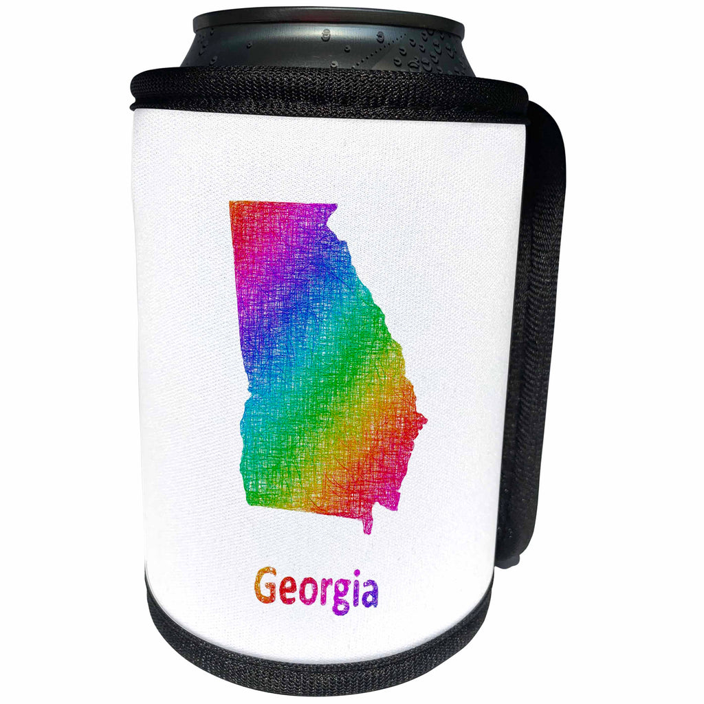 3dRose David Zydd - Map Designs - Georgia State Map - rainbow sketch design - Can Cooler Bottle Wrap (cc_287252)