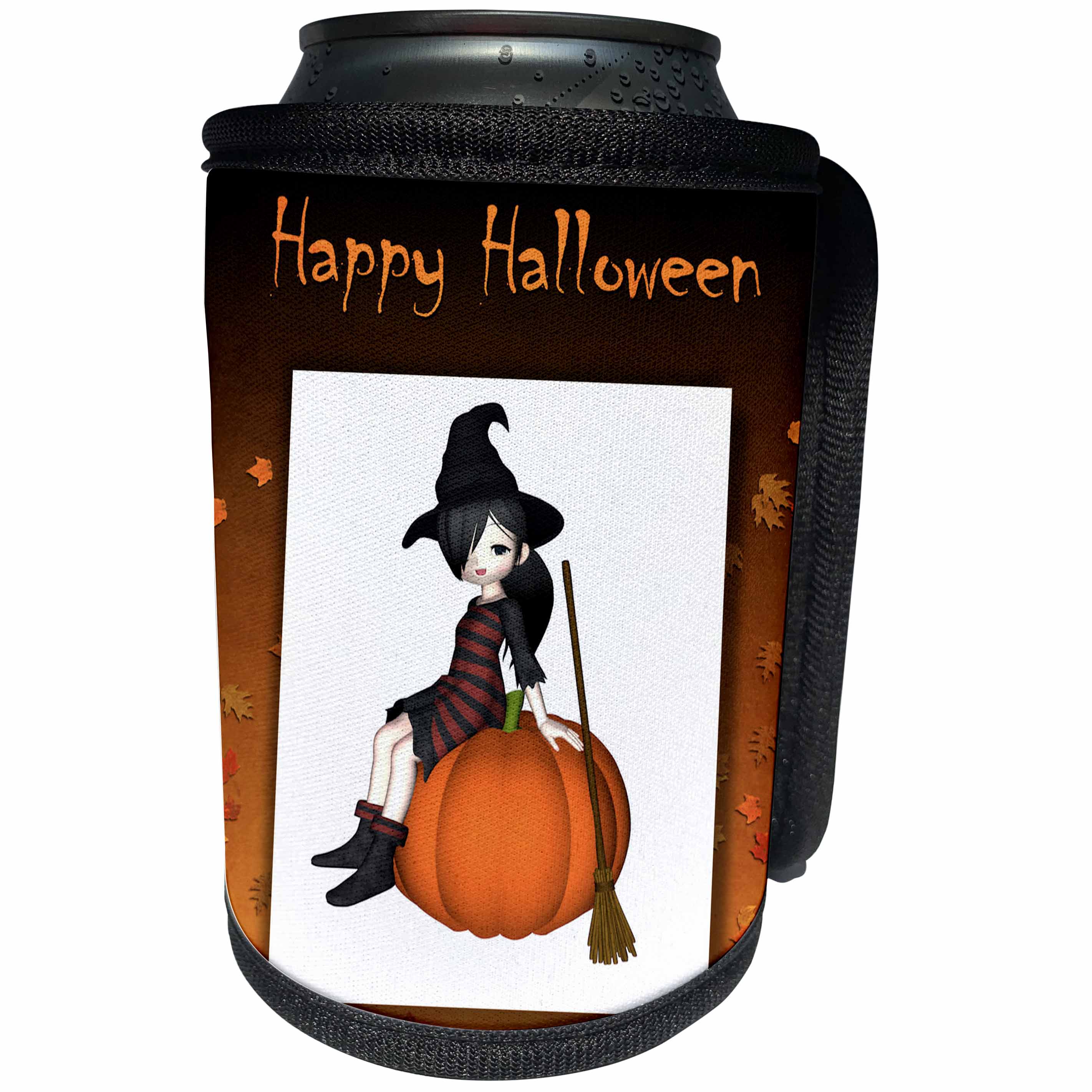 3dRose Susan Brown Designs Halloween Holiday Themes - Anime Halloween - Can Cooler Bottle Wrap (cc_28726)