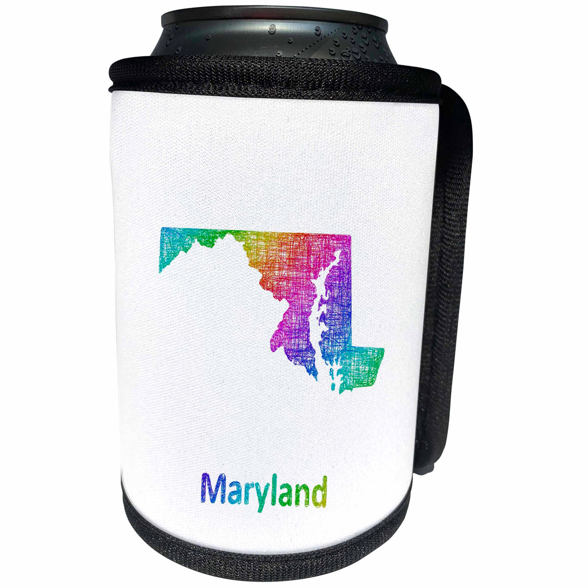 3dRose David Zydd - Map Designs - Maryland State Map - rainbow sketch design - Can Cooler Bottle Wrap (cc_287262)