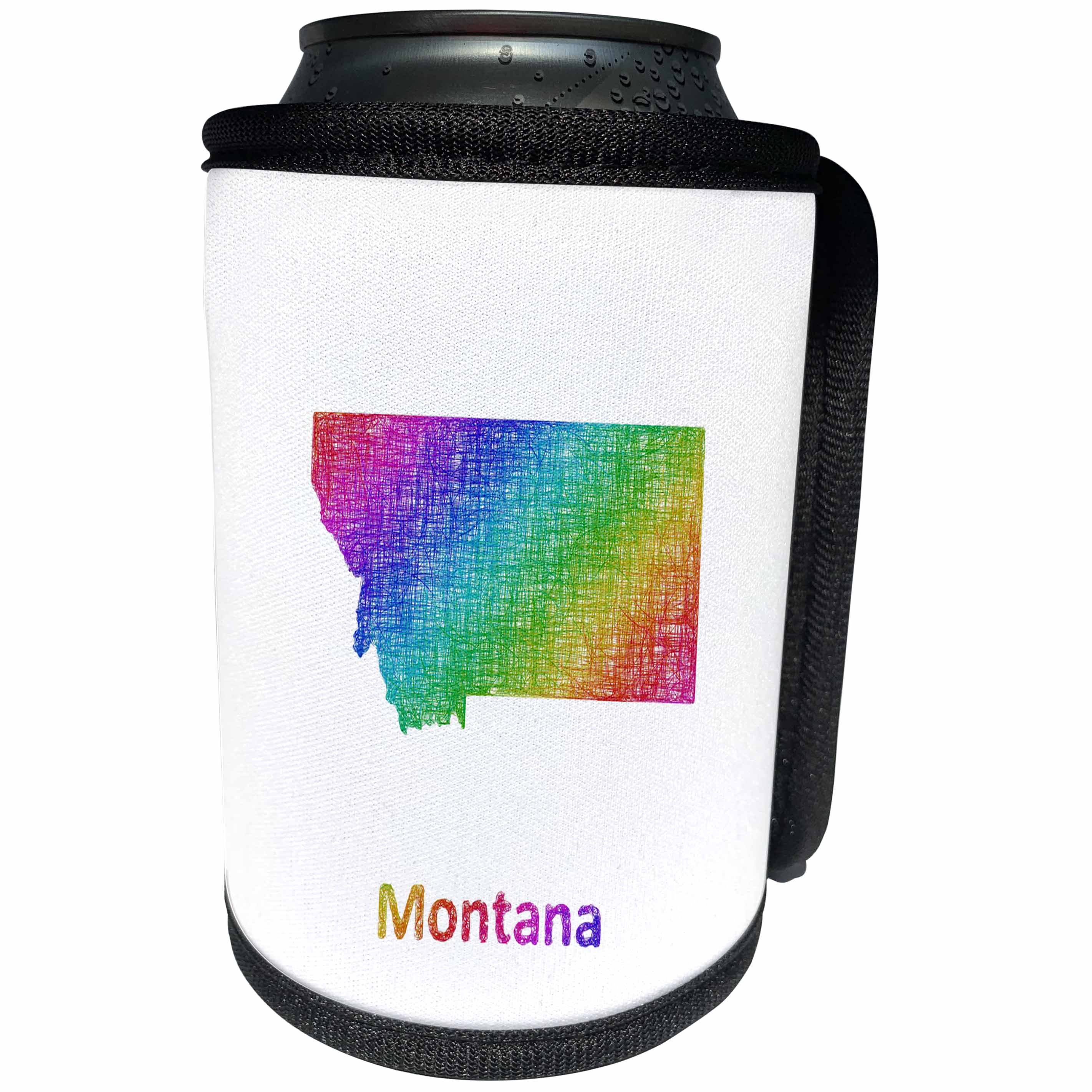 3dRose David Zydd - Map Designs - Montana State Map - rainbow sketch design - Can Cooler Bottle Wrap (cc_287268)