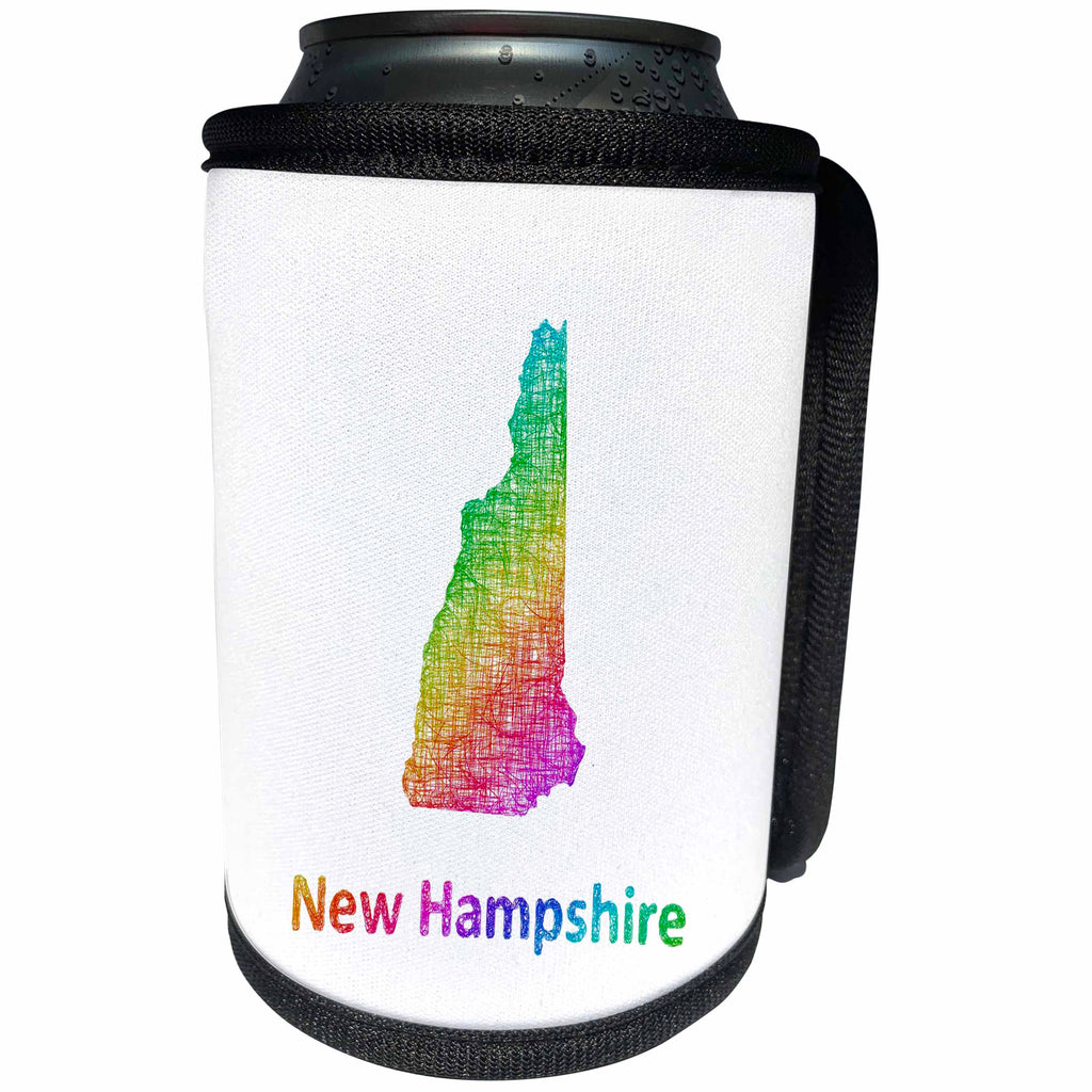 3dRose David Zydd - Map Designs - New Hampshire State Map - rainbow sketch design - Can Cooler Bottle Wrap (cc_287271)