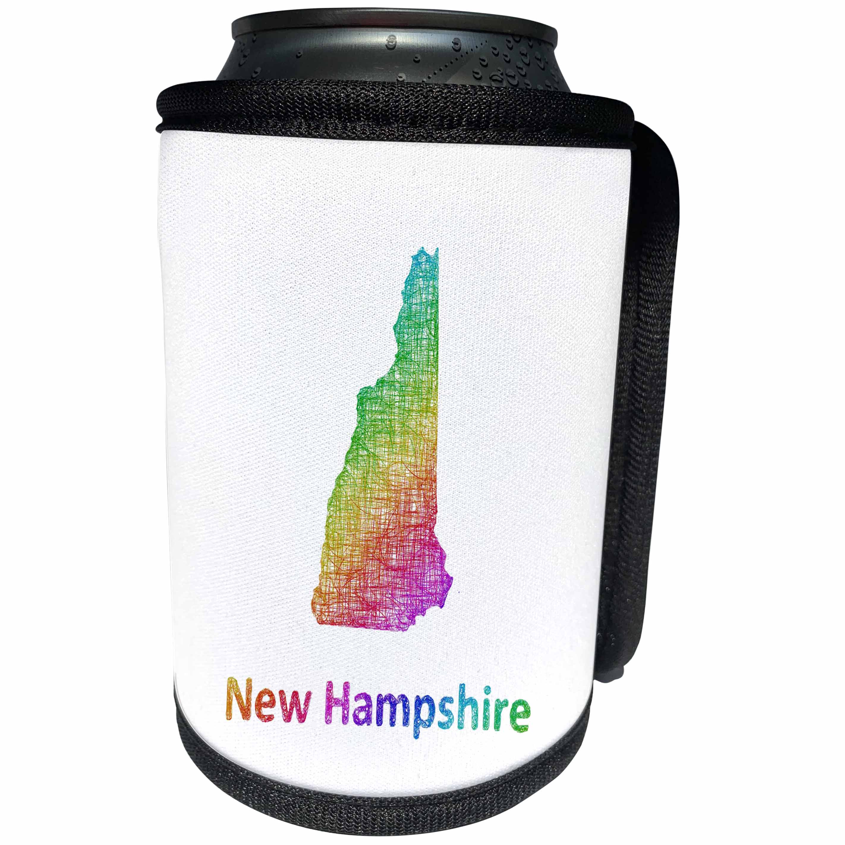 3dRose David Zydd - Map Designs - New Hampshire State Map - rainbow sketch design - Can Cooler Bottle Wrap (cc_287271)