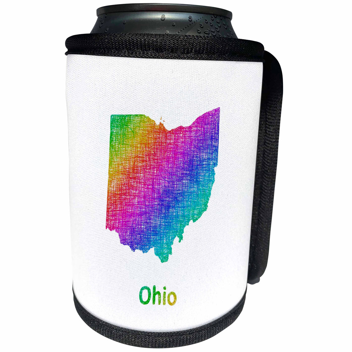 3dRose David Zydd - Map Designs - Ohio State Map - rainbow sketch design - Can Cooler Bottle Wrap (cc_287277)