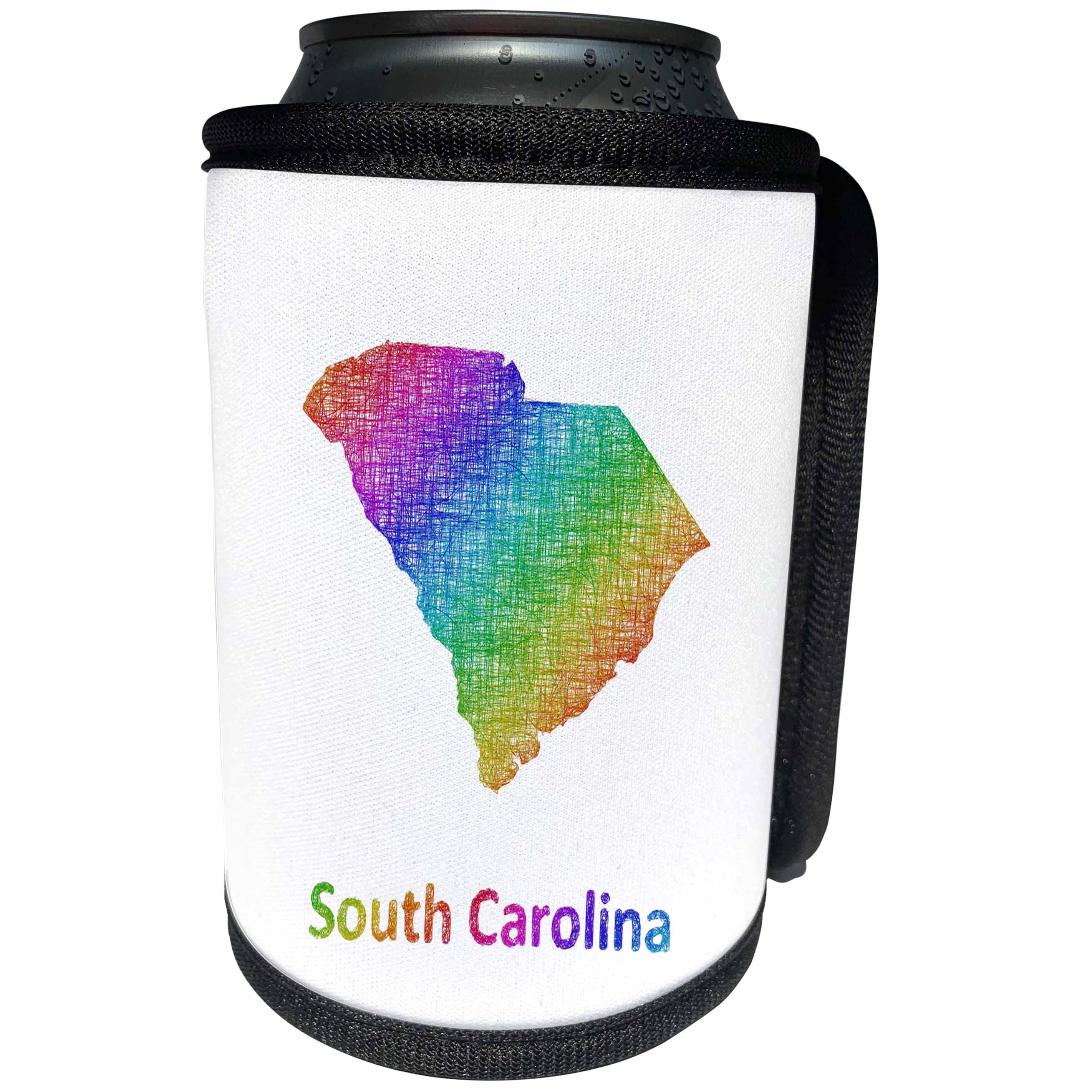 3dRose David Zydd - Map Designs - South Carolina State Map - rainbow sketch design - Can Cooler Bottle Wrap (cc_287282)