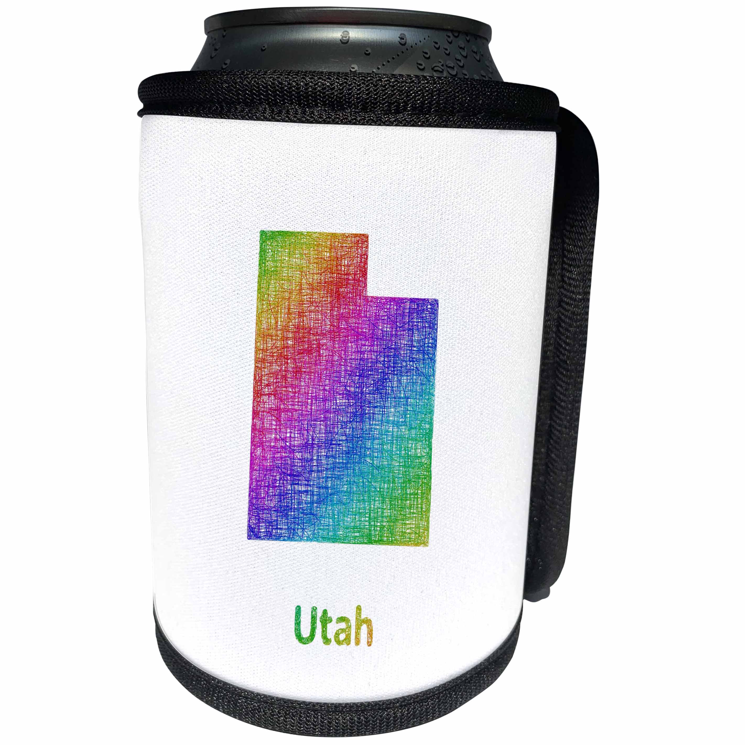 3dRose David Zydd - Map Designs - Utah State Map - rainbow sketch design - Can Cooler Bottle Wrap (cc_287286)