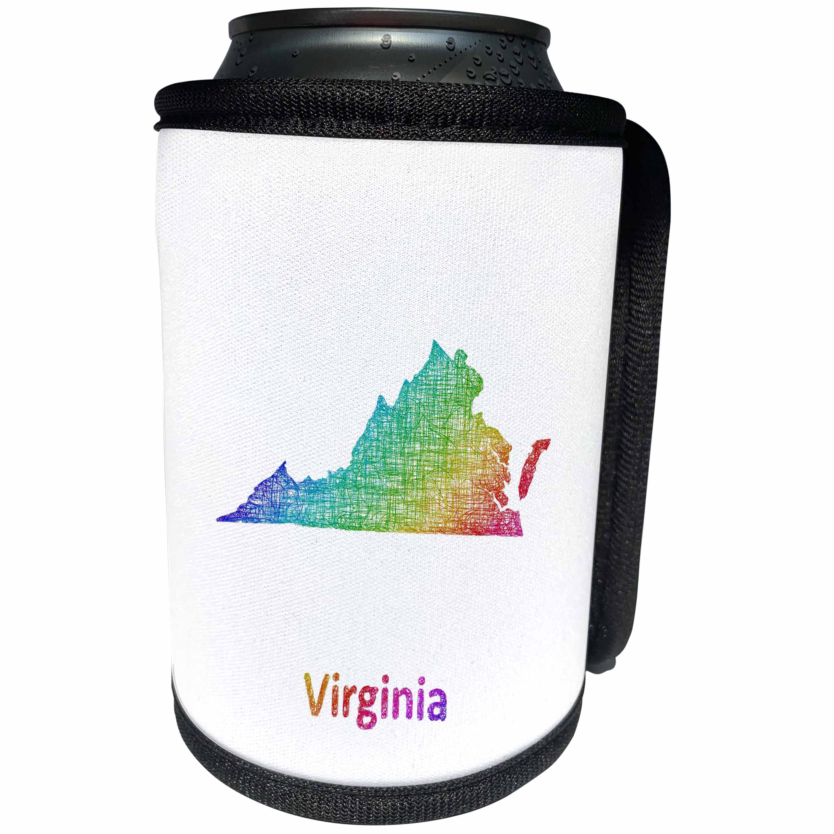 3dRose David Zydd - Map Designs - Virginia State Map - rainbow sketch design - Can Cooler Bottle Wrap (cc_287288)