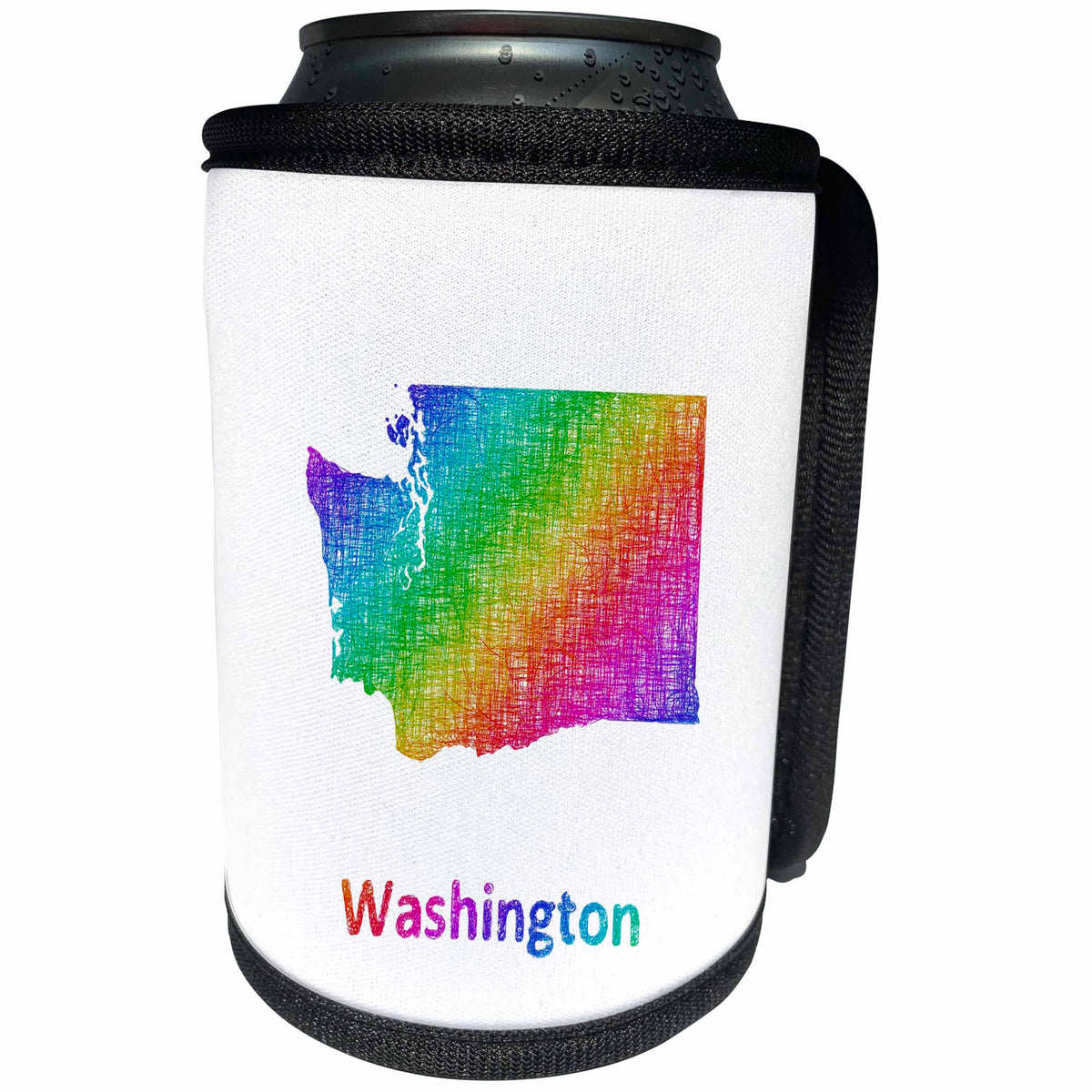 3dRose David Zydd - Map Designs - Washington State Map - rainbow sketch design - Can Cooler Bottle Wrap (cc_287289)