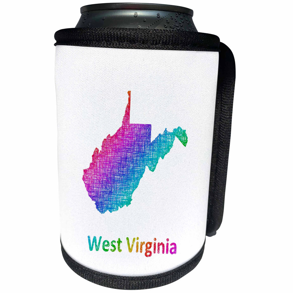 3dRose David Zydd - Map Designs - West Virginia State Map - rainbow sketch design - Can Cooler Bottle Wrap (cc_287290)