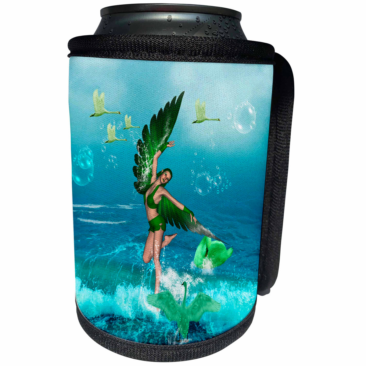 3dRose Heike Köhnen Design Fairies Fairytale - Wonderful fairy on the beach - Can Cooler Bottle Wrap (cc_287296)