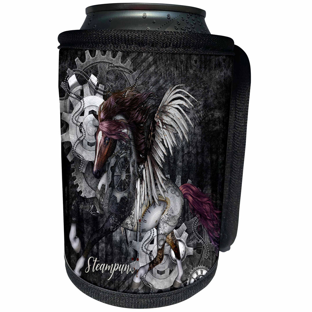3dRose Heike Köhnen Design Steampunk - Amazing steampunk horse with wings - Can Cooler Bottle Wrap (cc_287305)