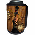 3dRose Heike Köhnen Design Steampunk - Steampunk women with clocks and gears vintage design - Can Cooler Bottle Wrap (cc_287309)