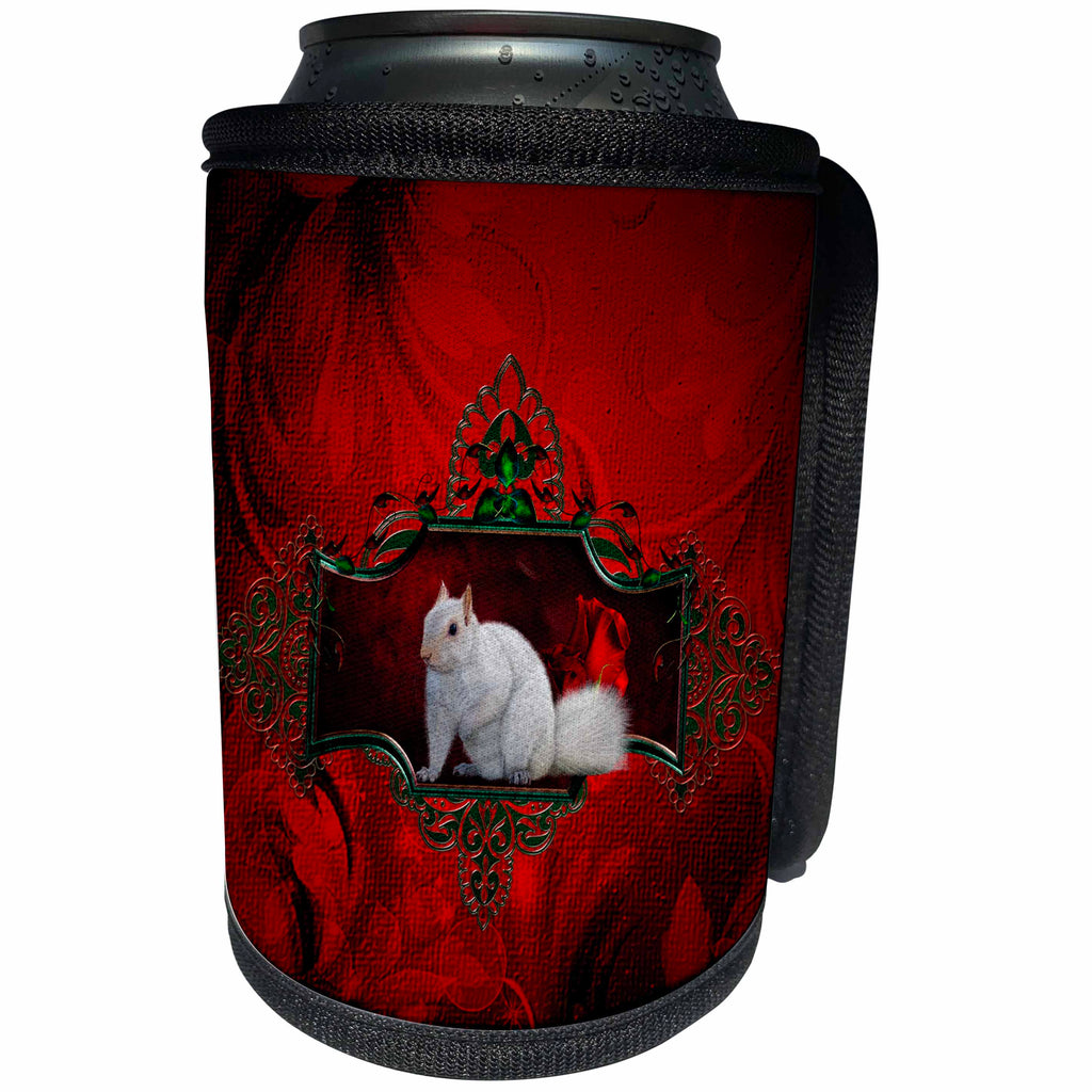 3dRose Heike Köhnen Design Animal - Wonderful white squirrel - Can Cooler Bottle Wrap (cc_287314)