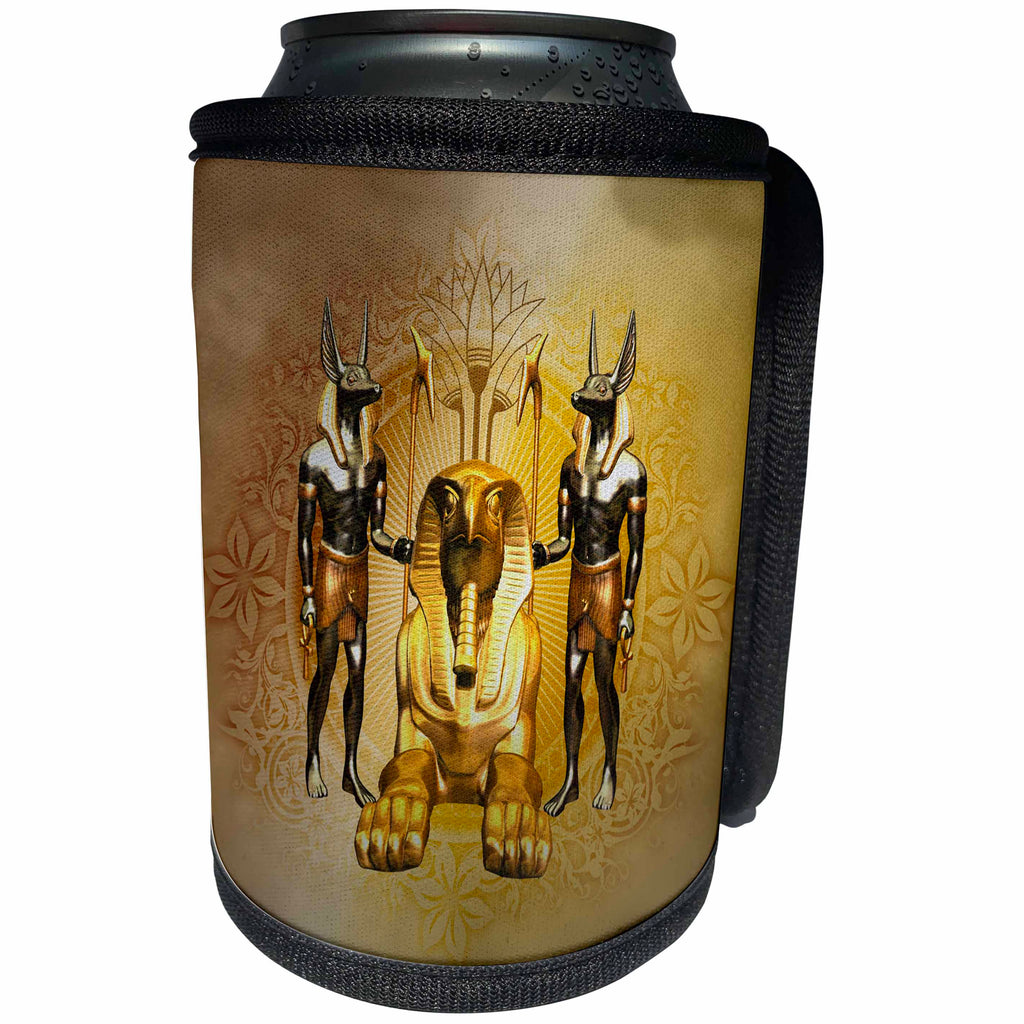 3dRose Heike Köhnen Design Sign Symbol - Anubis the egyptian god,golden colors - Can Cooler Bottle Wrap (cc_287316)