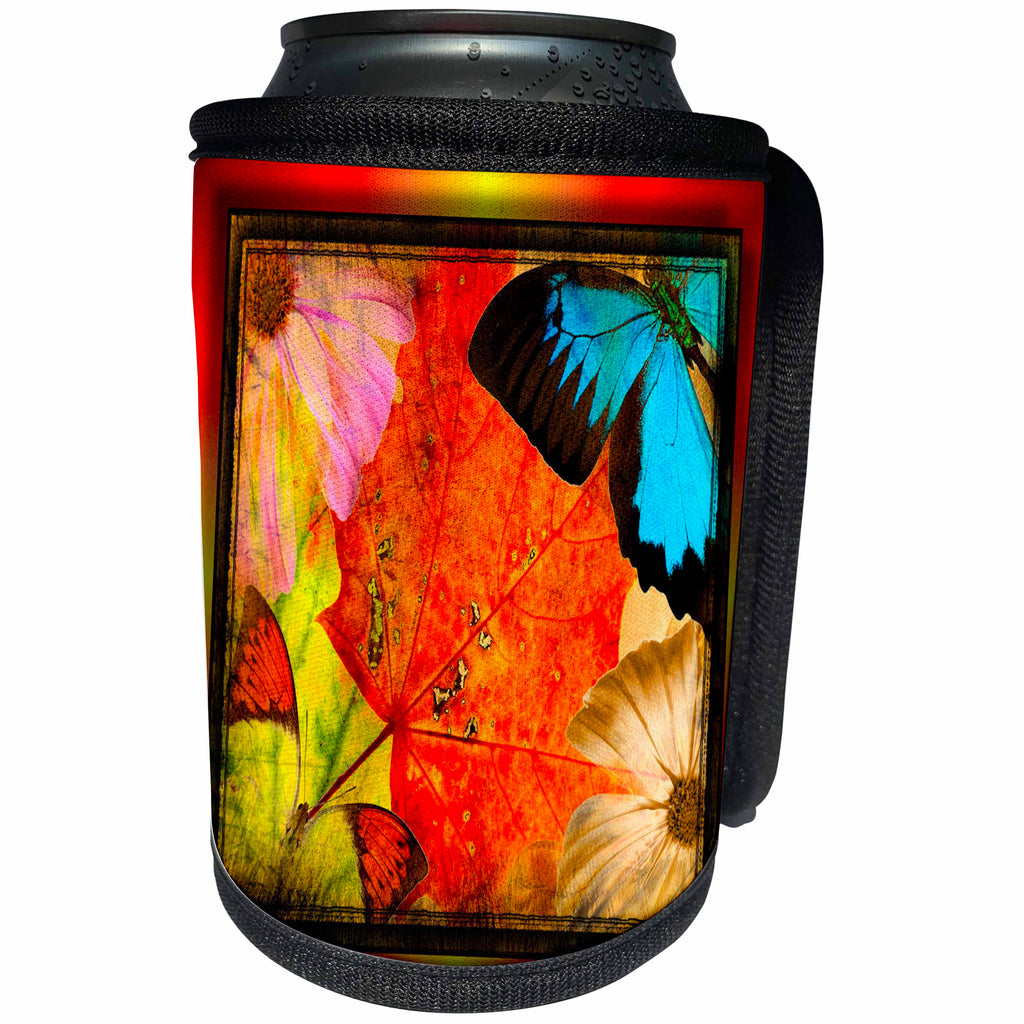 3dRose Susan Brown Designs General Themes - Autumn Grunge - Can Cooler Bottle Wrap (cc_28732)